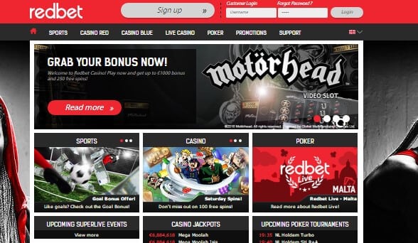 Redbet casino screenshot